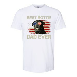 Best Rottie Dad Ever Rottweiler American Flag Gift Softstyle CVC T-Shirt