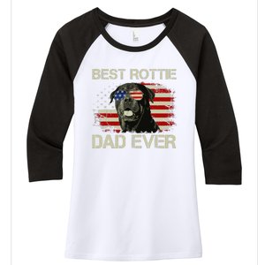 Best Rottie Dad Ever Rottweiler American Flag Gift Women's Tri-Blend 3/4-Sleeve Raglan Shirt