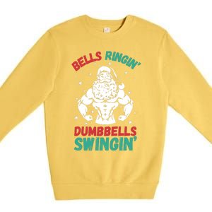 Bells Ringin Dumbbells Swingin Fitness Christmas Premium Crewneck Sweatshirt