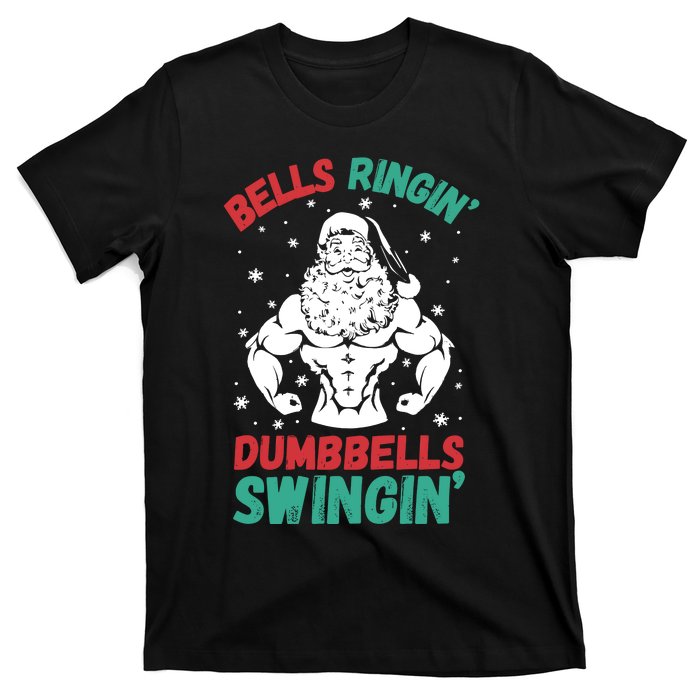 Bells Ringin Dumbbells Swingin Fitness Christmas T-Shirt