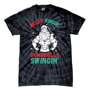 Bells Ringin Dumbbells Swingin Fitness Christmas Tie-Dye T-Shirt