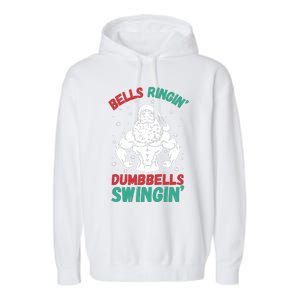 Bells Ringin Dumbbells Swingin Fitness Christmas Garment-Dyed Fleece Hoodie