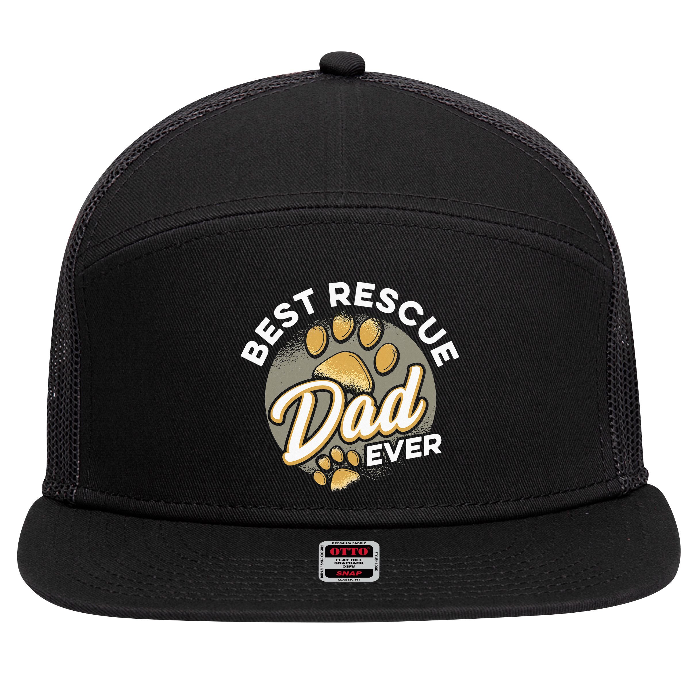 Best Rescue Dad Ever Animal Rescue Cat Dog Rescue 7 Panel Mesh Trucker Snapback Hat