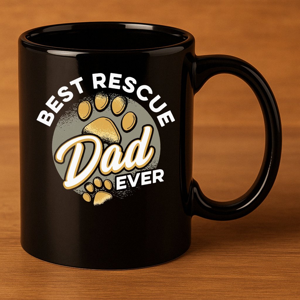 Best Rescue Dad Ever Animal Rescue Cat Dog Rescue 11oz C Handle Ceramic Mug
