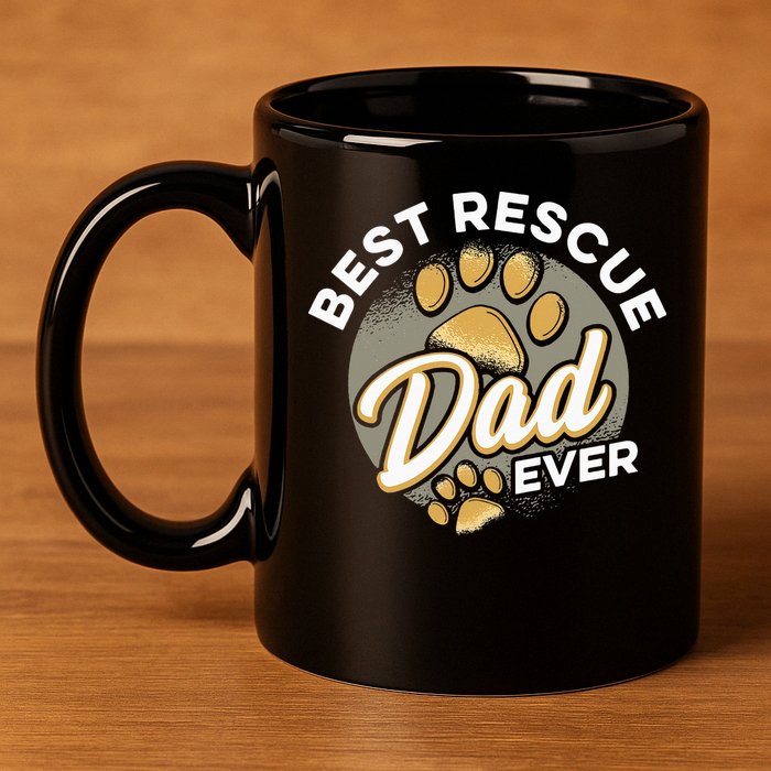 Best Rescue Dad Ever Animal Rescue Cat Dog Rescue 11oz C Handle Ceramic Mug