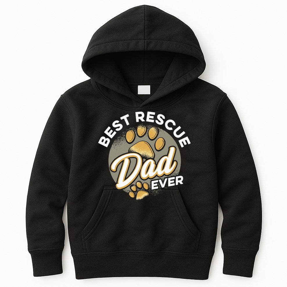 Best Rescue Dad Ever Animal Rescue Cat Dog Rescue Kids Hoodie