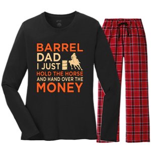 Barrel Racing Dad Horse Racer Horses Race Lover  Women's Long Sleeve Flannel Pajama Set 