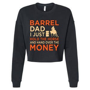 Barrel Racing Dad Horse Racer Horses Race Lover  Cropped Pullover Crew