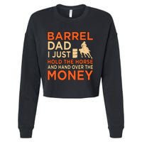 Barrel Racing Dad Horse Racer Horses Race Lover  Cropped Pullover Crew