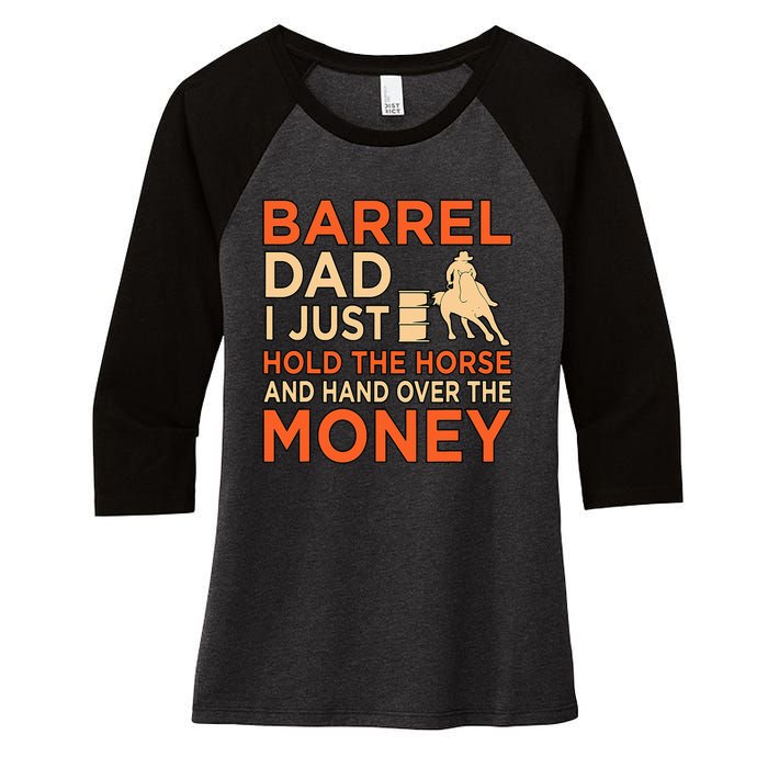 Barrel Racing Dad Horse Racer Horses Race Lover  Women's Tri-Blend 3/4-Sleeve Raglan Shirt