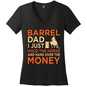 Barrel Racing Dad Horse Racer Horses Race Lover  Women's V-Neck T-Shirt