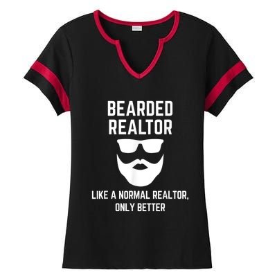 Bearded Realtor Definition Funny Male Real Estate Agent Ladies Halftime Notch Neck Tee