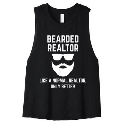 Bearded Realtor Definition Funny Male Real Estate Agent Women's Racerback Cropped Tank