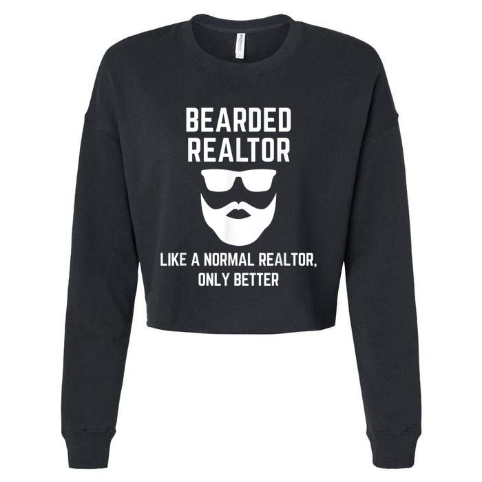 Bearded Realtor Definition Funny Male Real Estate Agent Cropped Pullover Crew