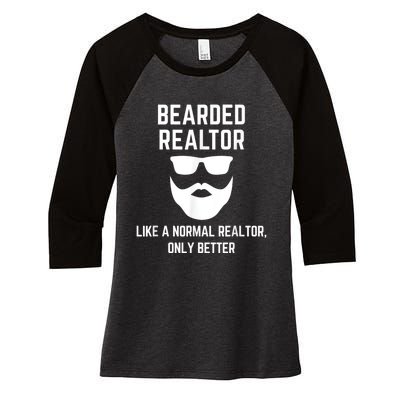 Bearded Realtor Definition Funny Male Real Estate Agent Women's Tri-Blend 3/4-Sleeve Raglan Shirt