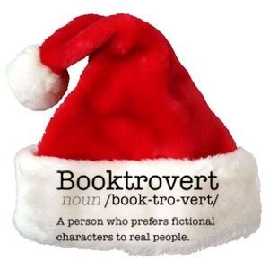 Booktrovert Reading Dictionary Funny Book Introvert Meme Funny Gift Premium Christmas Santa Hat