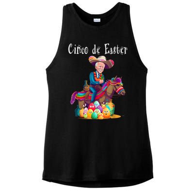 Biden Ride Donkey, Sombrero, Easter Egg Hunt Ladies PosiCharge Tri-Blend Wicking Tank