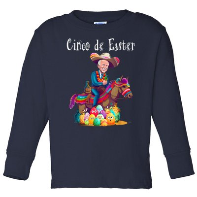 Biden Ride Donkey, Sombrero, Easter Egg Hunt Toddler Long Sleeve Shirt