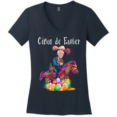 Biden Ride Donkey, Sombrero, Easter Egg Hunt Women's V-Neck T-Shirt