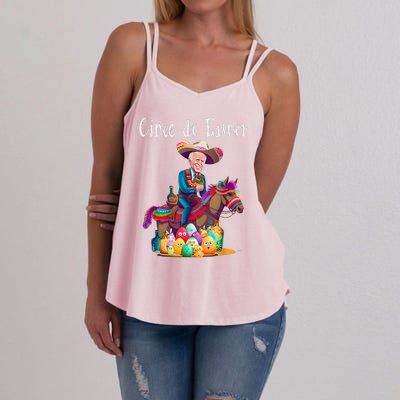 Biden Ride Donkey, Sombrero, Easter Egg Hunt Women's Strappy Tank