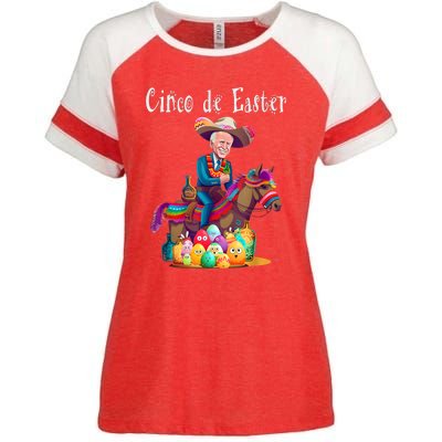 Biden Ride Donkey, Sombrero, Easter Egg Hunt Enza Ladies Jersey Colorblock Tee