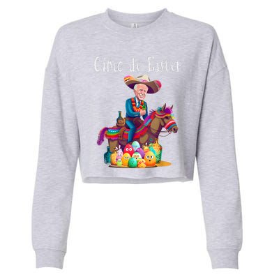 Biden Ride Donkey, Sombrero, Easter Egg Hunt Cropped Pullover Crew