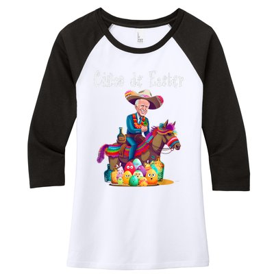 Biden Ride Donkey, Sombrero, Easter Egg Hunt Women's Tri-Blend 3/4-Sleeve Raglan Shirt