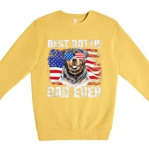 Best Rottie Dad Ever American Flag Dog Owner Animal Lover Premium Crewneck Sweatshirt