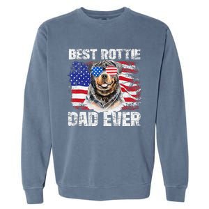 Best Rottie Dad Ever American Flag Dog Owner Animal Lover Garment-Dyed Sweatshirt