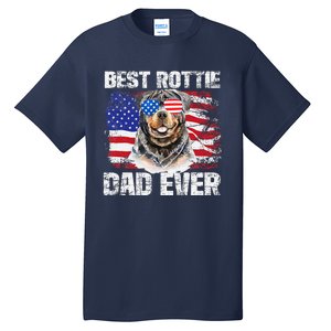 Best Rottie Dad Ever American Flag Dog Owner Animal Lover Tall T-Shirt