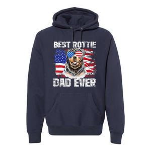 Best Rottie Dad Ever American Flag Dog Owner Animal Lover Premium Hoodie