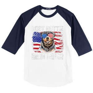 Best Rottie Dad Ever American Flag Dog Owner Animal Lover Baseball Sleeve Shirt