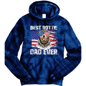 Best Rottie Dad Ever American Flag Dog Owner Animal Lover Tie Dye Hoodie