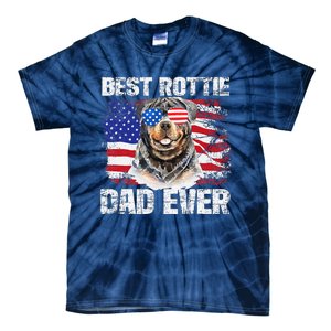 Best Rottie Dad Ever American Flag Dog Owner Animal Lover Tie-Dye T-Shirt