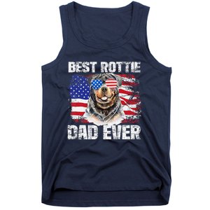 Best Rottie Dad Ever American Flag Dog Owner Animal Lover Tank Top