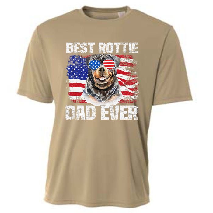 Best Rottie Dad Ever American Flag Dog Owner Animal Lover Cooling Performance Crew T-Shirt