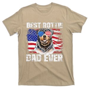 Best Rottie Dad Ever American Flag Dog Owner Animal Lover T-Shirt