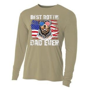 Best Rottie Dad Ever American Flag Dog Owner Animal Lover Cooling Performance Long Sleeve Crew