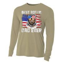 Best Rottie Dad Ever American Flag Dog Owner Animal Lover Cooling Performance Long Sleeve Crew