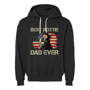 Best Rottie Dad Ever Rottweiler American Flag Gift Garment-Dyed Fleece Hoodie