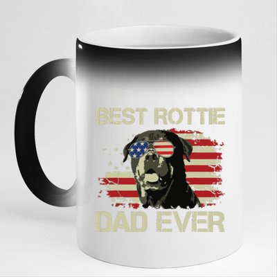 Best Rottie Dad Ever Rottweiler American Flag Gift 11oz Black Color Changing Mug