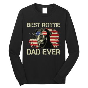 Best Rottie Dad Ever Rottweiler American Flag Gift Long Sleeve Shirt