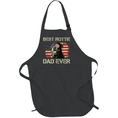 Best Rottie Dad Ever Rottweiler American Flag Gift Full-Length Apron With Pockets