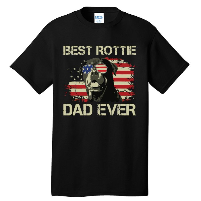 Best Rottie Dad Ever Rottweiler American Flag Gift Tall T-Shirt