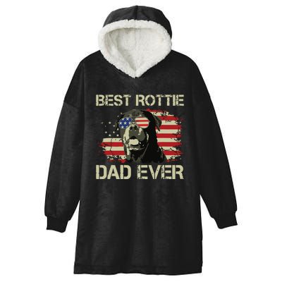 Best Rottie Dad Ever Rottweiler American Flag Gift Hooded Wearable Blanket