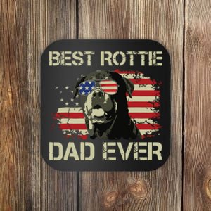 Best Rottie Dad Ever Rottweiler American Flag Gift Coaster