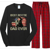 Best Rottie Dad Ever Rottweiler American Flag Gift Long Sleeve Pajama Set