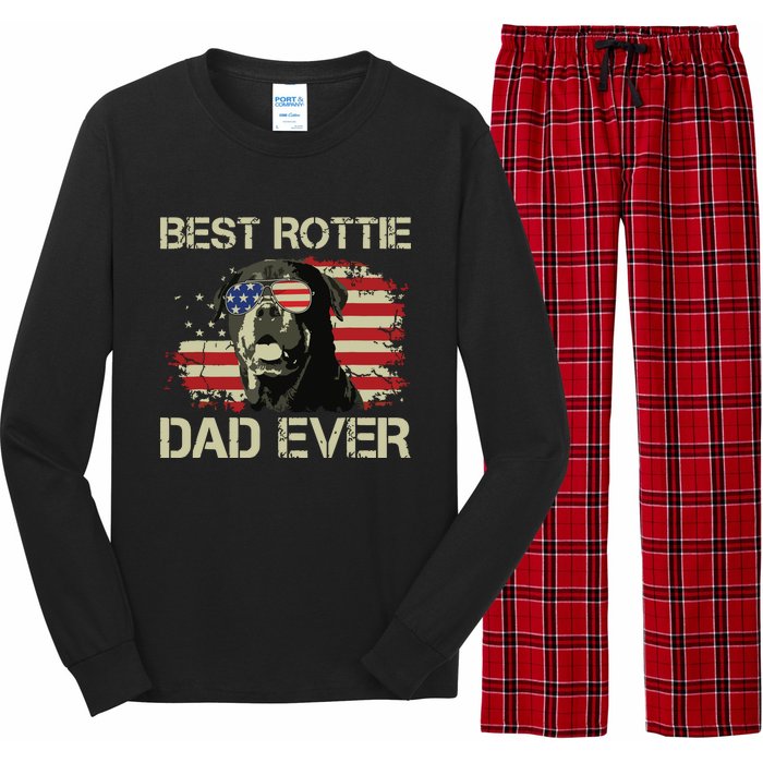 Best Rottie Dad Ever Rottweiler American Flag Gift Long Sleeve Pajama Set