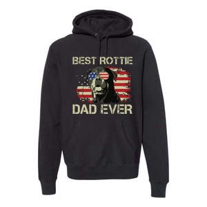 Best Rottie Dad Ever Rottweiler American Flag Gift Premium Hoodie