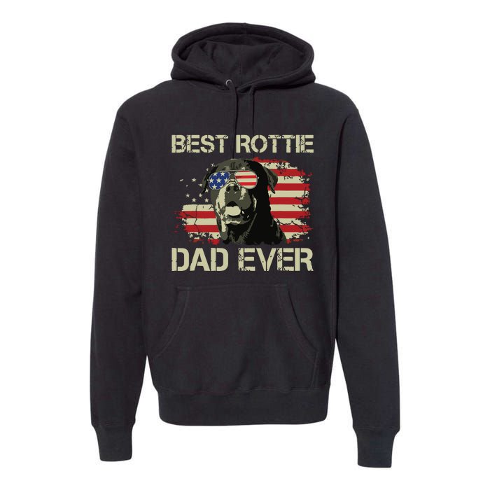 Best Rottie Dad Ever Rottweiler American Flag Gift Premium Hoodie